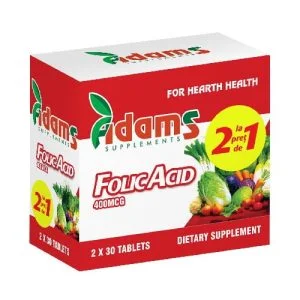 acid folic pachet 1 cu 1,Adams,60 comprimate