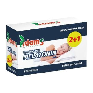 melatonina pachet 2 cu 1,adams,150 comprimate