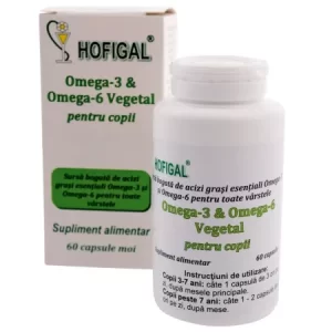 Omega 3 si Omega 6 Vegetal pentru copii, 60caspsule, Hofigal